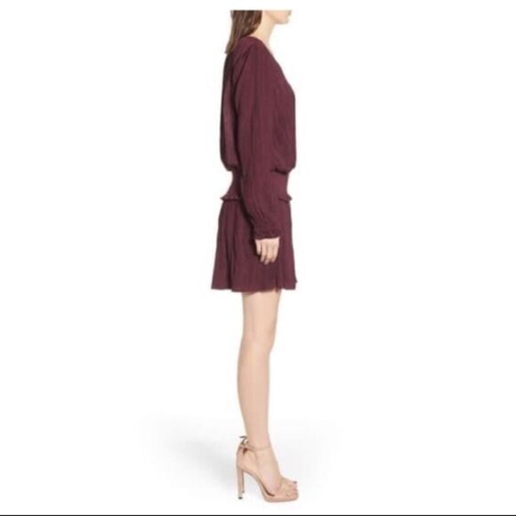 CHELSEA28 Smock Waist Pleated Wine Dress - Picture 3 of 9